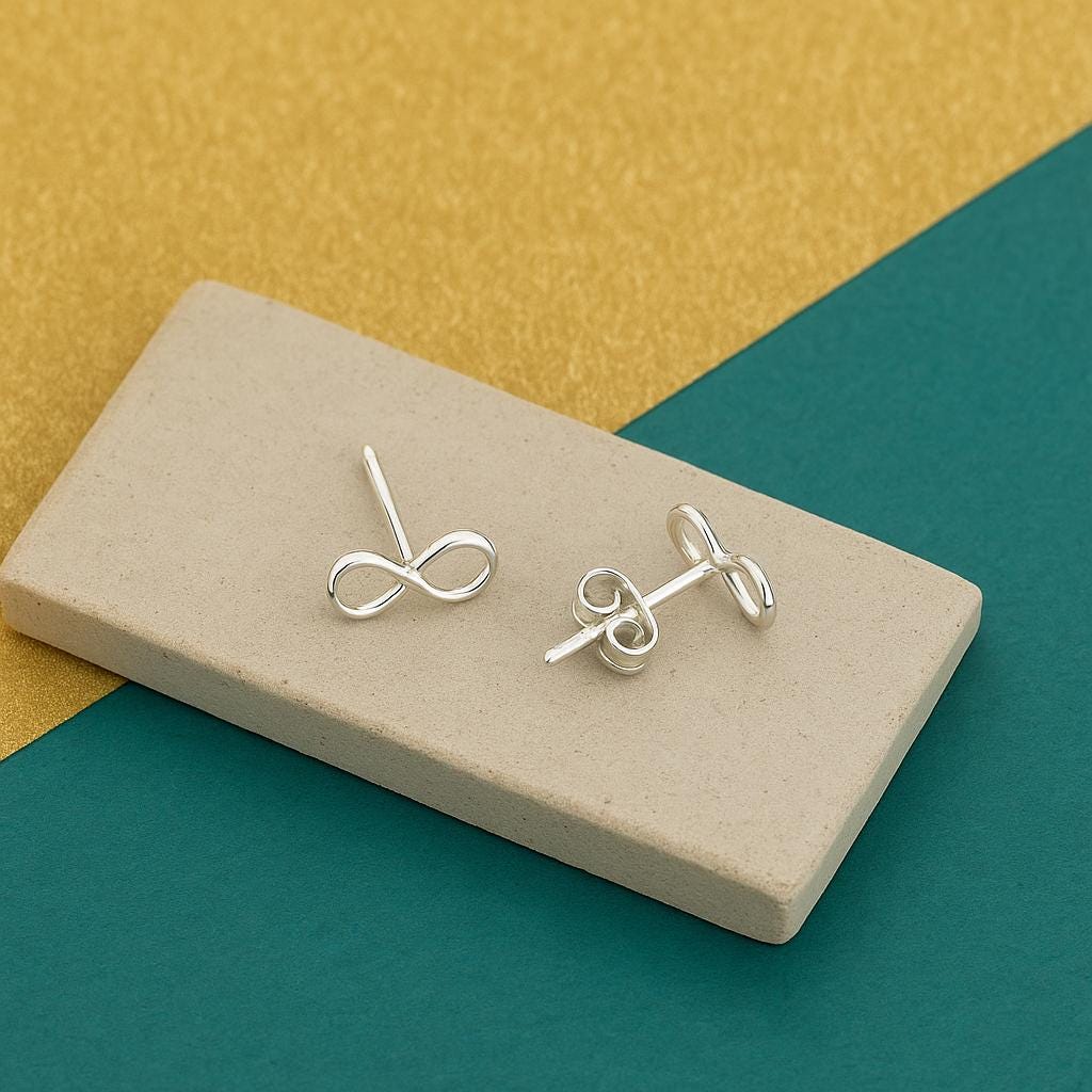 Sterling Silver Infinity Stud Earrings: Minimalist Symbol Jewellery
