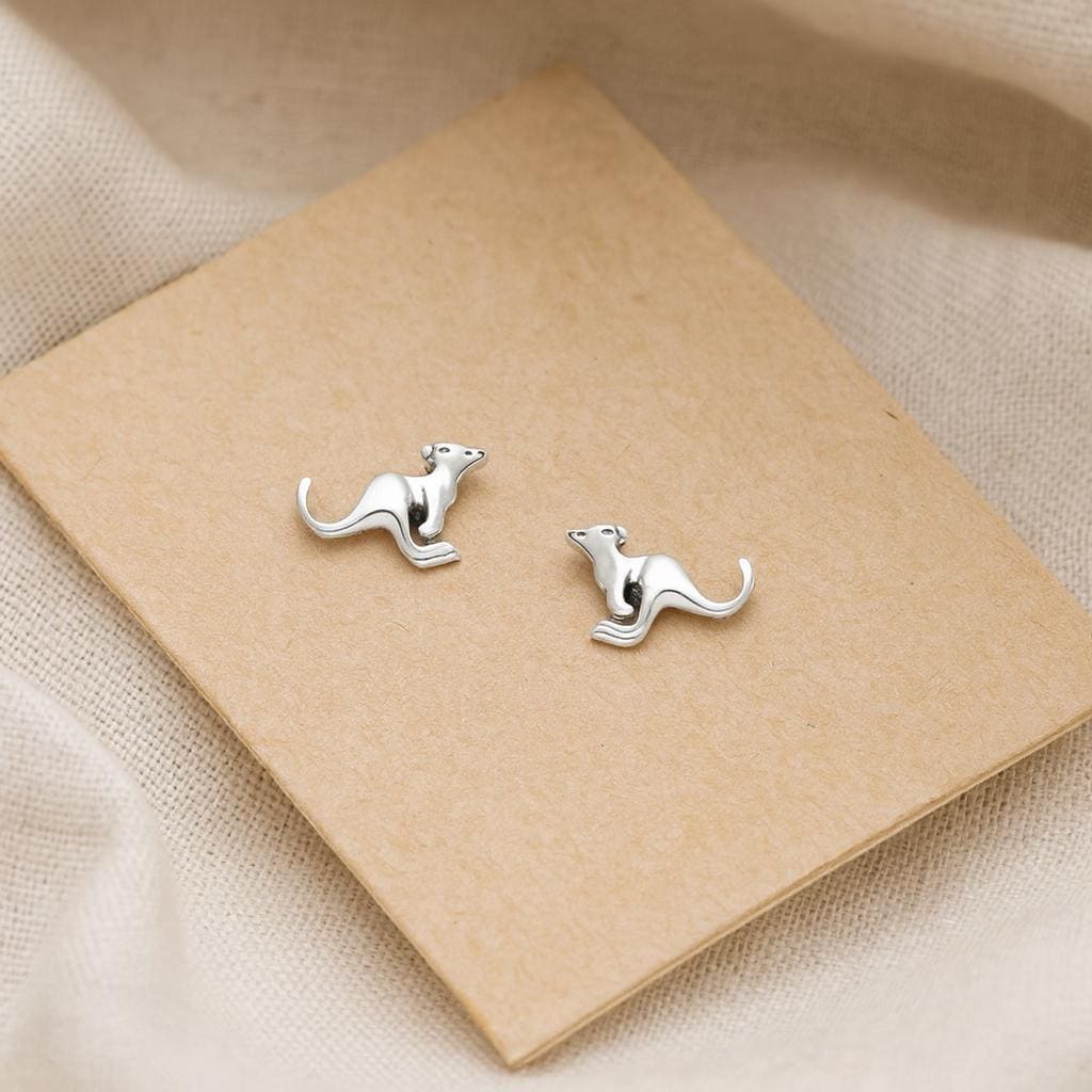Sterling Silver Kangaroo Stud Earrings: Australian Wildlife Jewellery