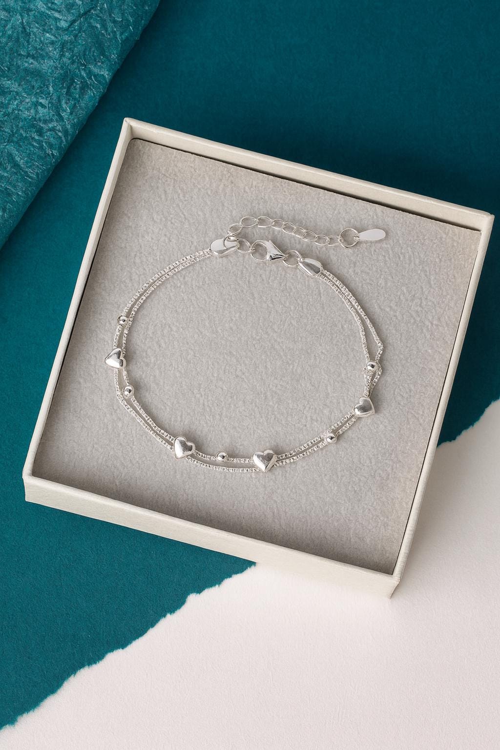 Sterling Silver Four Heart Bracelet: Romantic 925 Jewellery