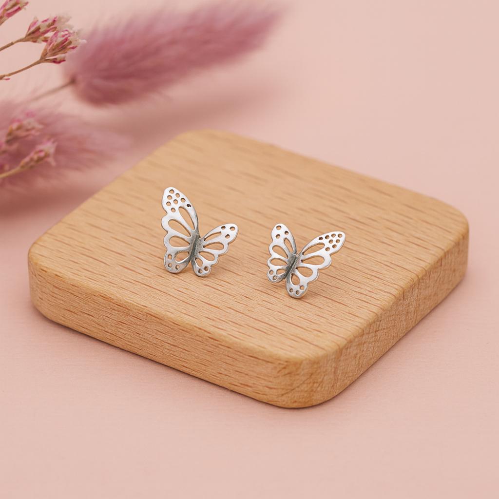 Sterling Silver Butterfly Stud Earrings : Dainty Nature Inspired Jewellery