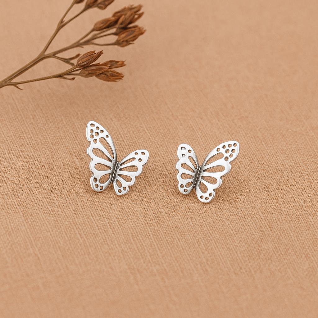 Sterling Silver Butterfly Stud Earrings : Dainty Nature Inspired Jewellery