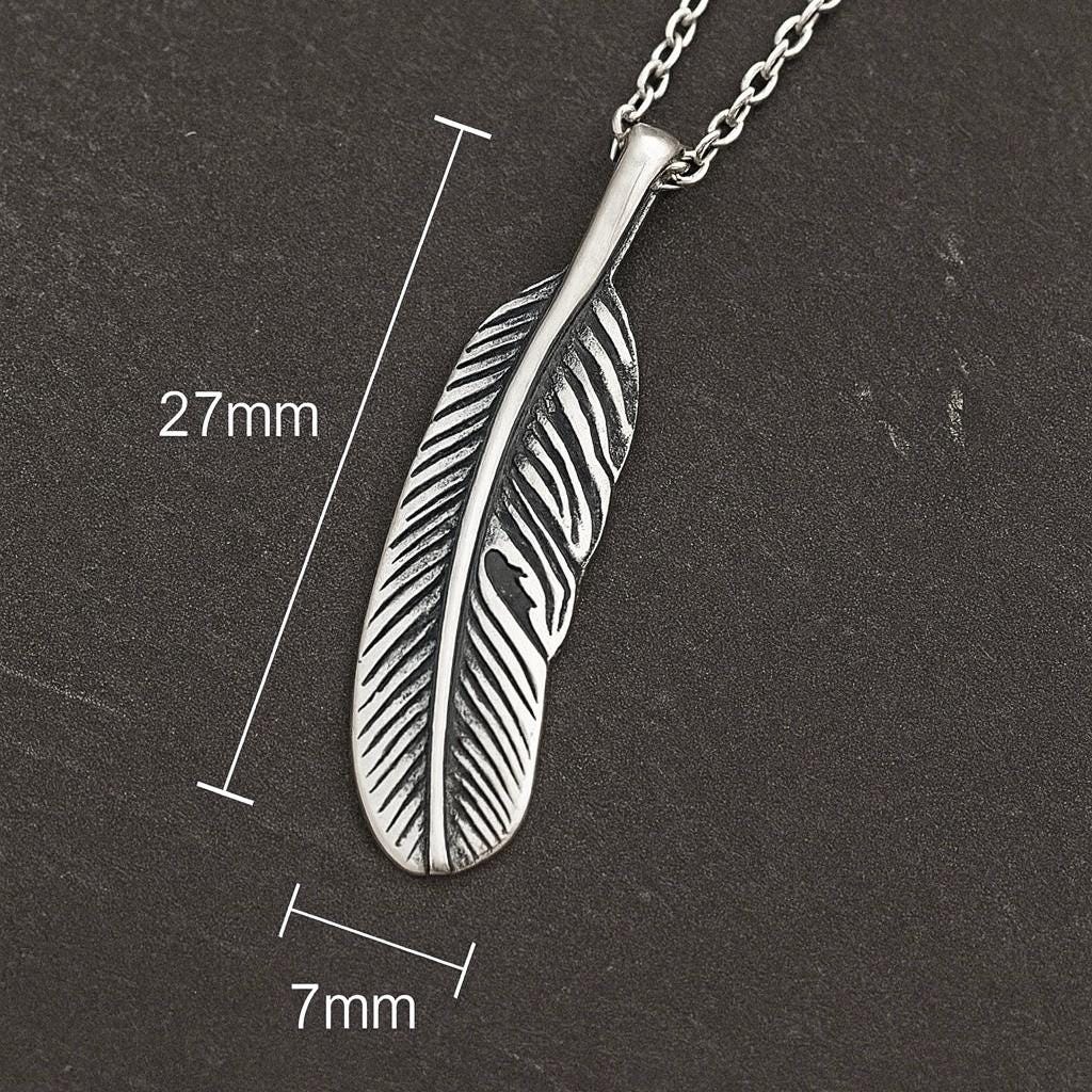 Sterling Silver Feather Pendant Necklace : Minimalist Nature Inspired Jewellery, Boho Gift for Her