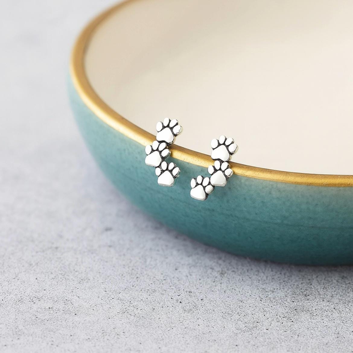 Sterling Silver Paw Stud Earrings: Animal Lover Gift