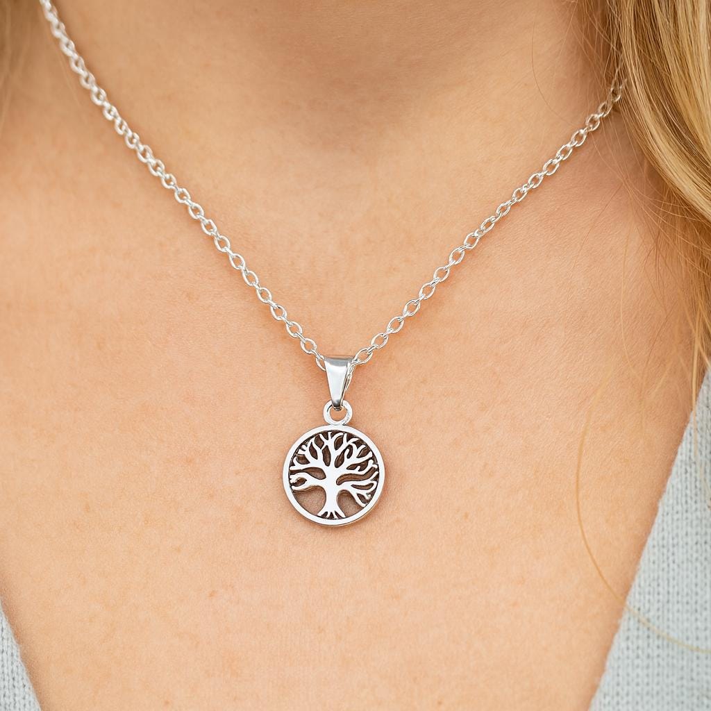 Sterling Silver Tree of Life Necklace: Family Tree Pendant