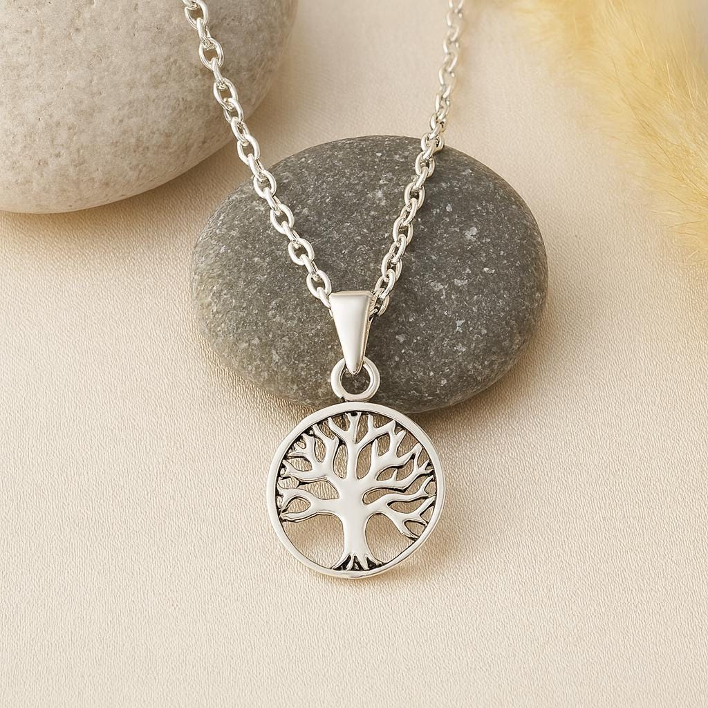 Sterling Silver Tree of Life Necklace: Family Tree Pendant