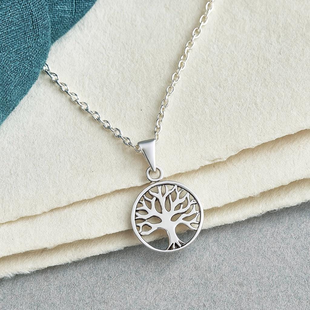 Sterling Silver Tree of Life Necklace: Family Tree Pendant