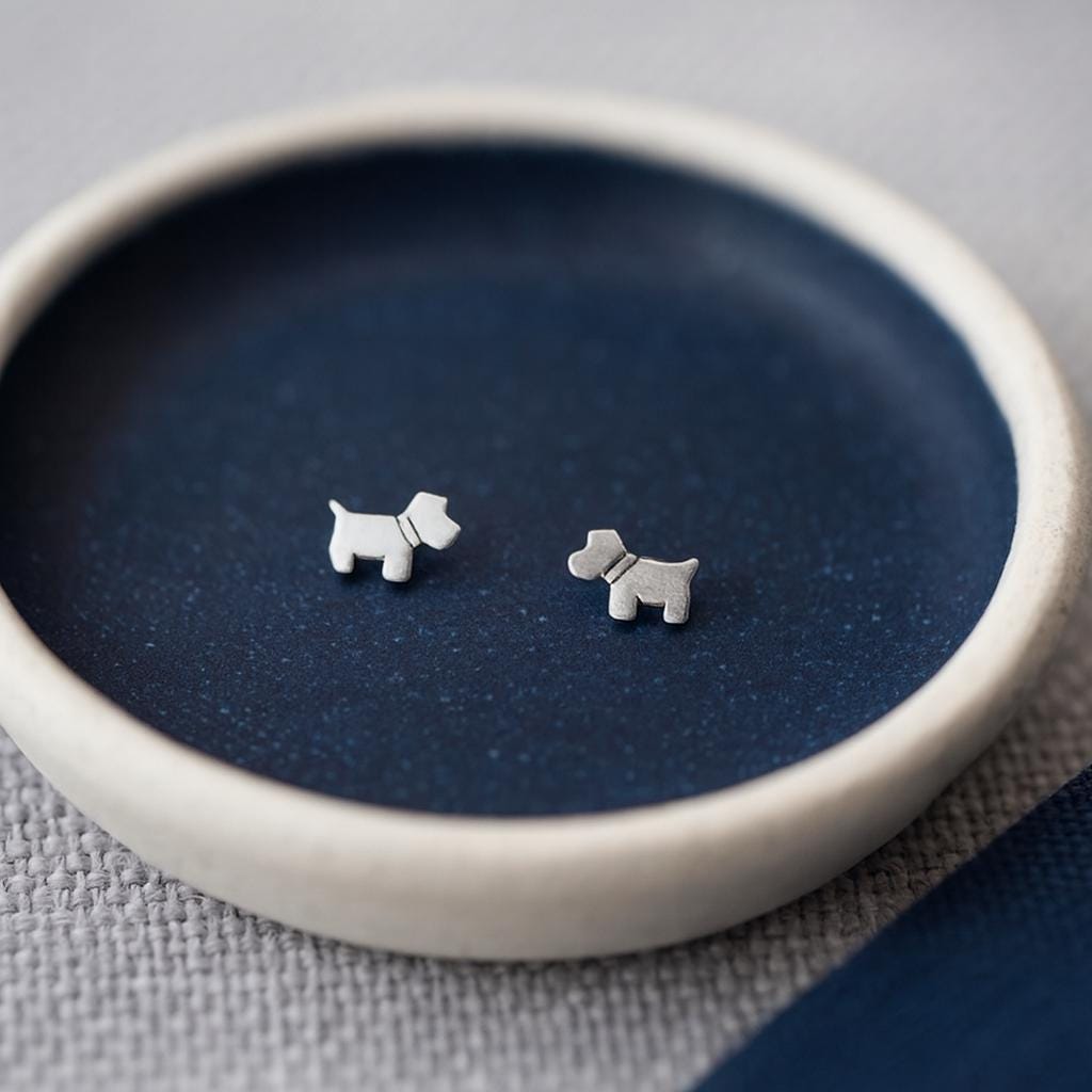 Sterling Silver Westie/Scotty Dog Stud Earrings : Dog Lover Gift