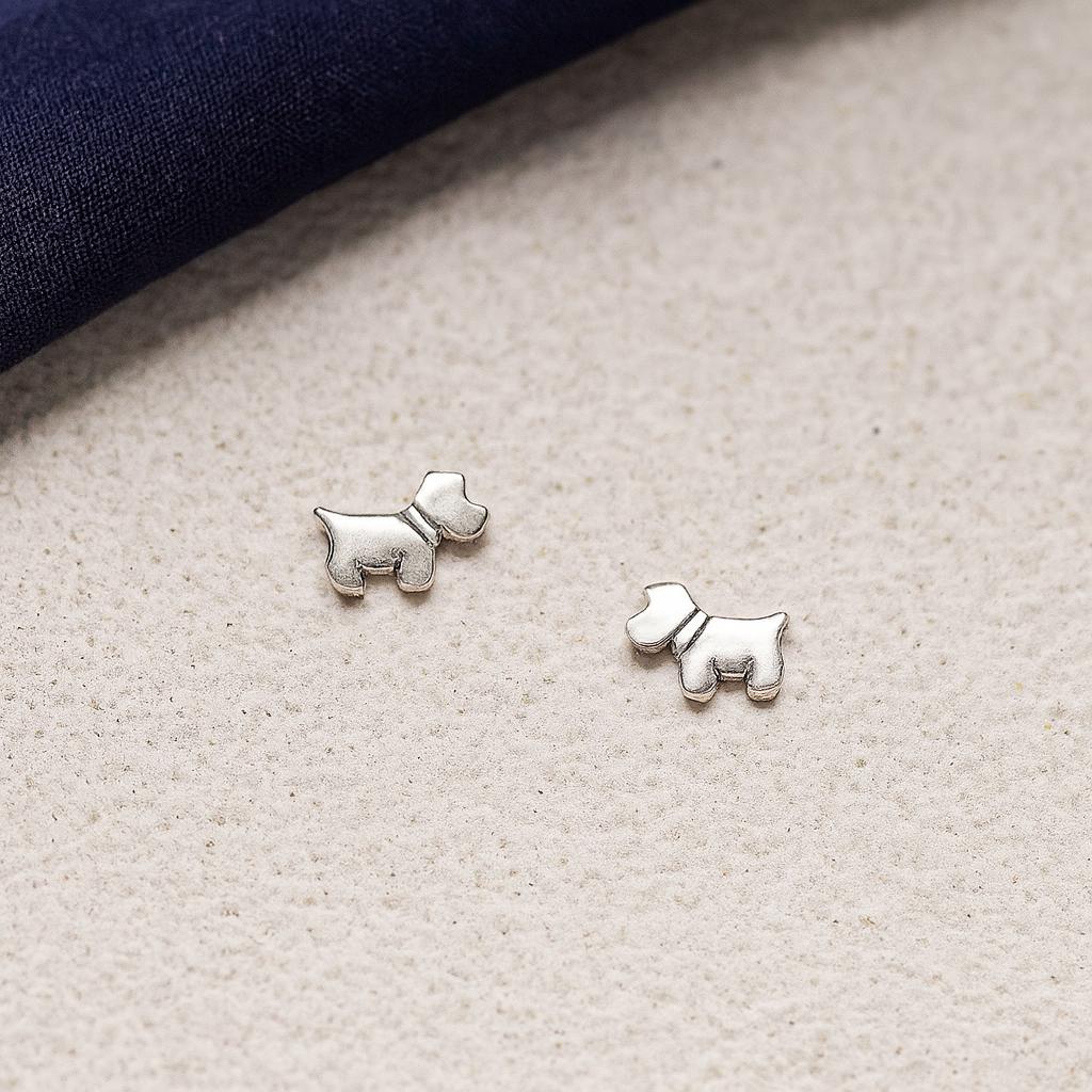 Sterling Silver Westie/Scotty Dog Stud Earrings : Dog Lover Gift
