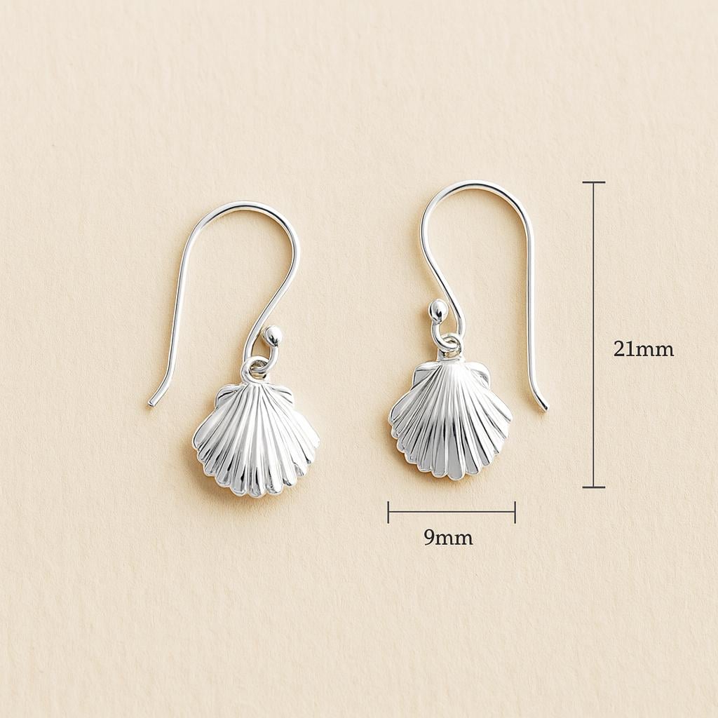 Sterling Silver Shell Drop Earrings : Ocean/Coastal Inspired Dangle Earrings