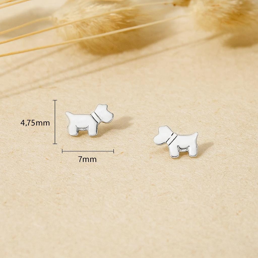 Sterling Silver Westie/Scotty Dog Stud Earrings : Dog Lover Gift