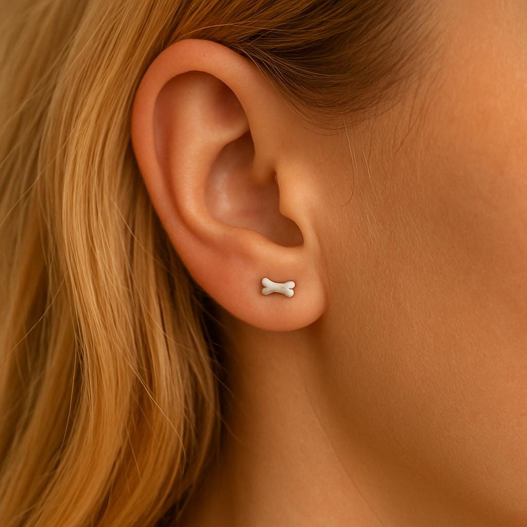 Sterling Silver Mismatched Westie/Scottie and Bone Stud Earrings : Dog Lover Gift