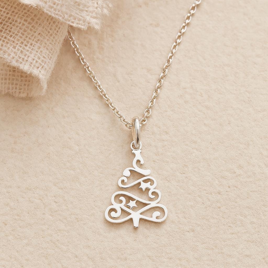 Sterling Silver Christmas Tree Pendant Necklace: Festive Holiday Jewellery